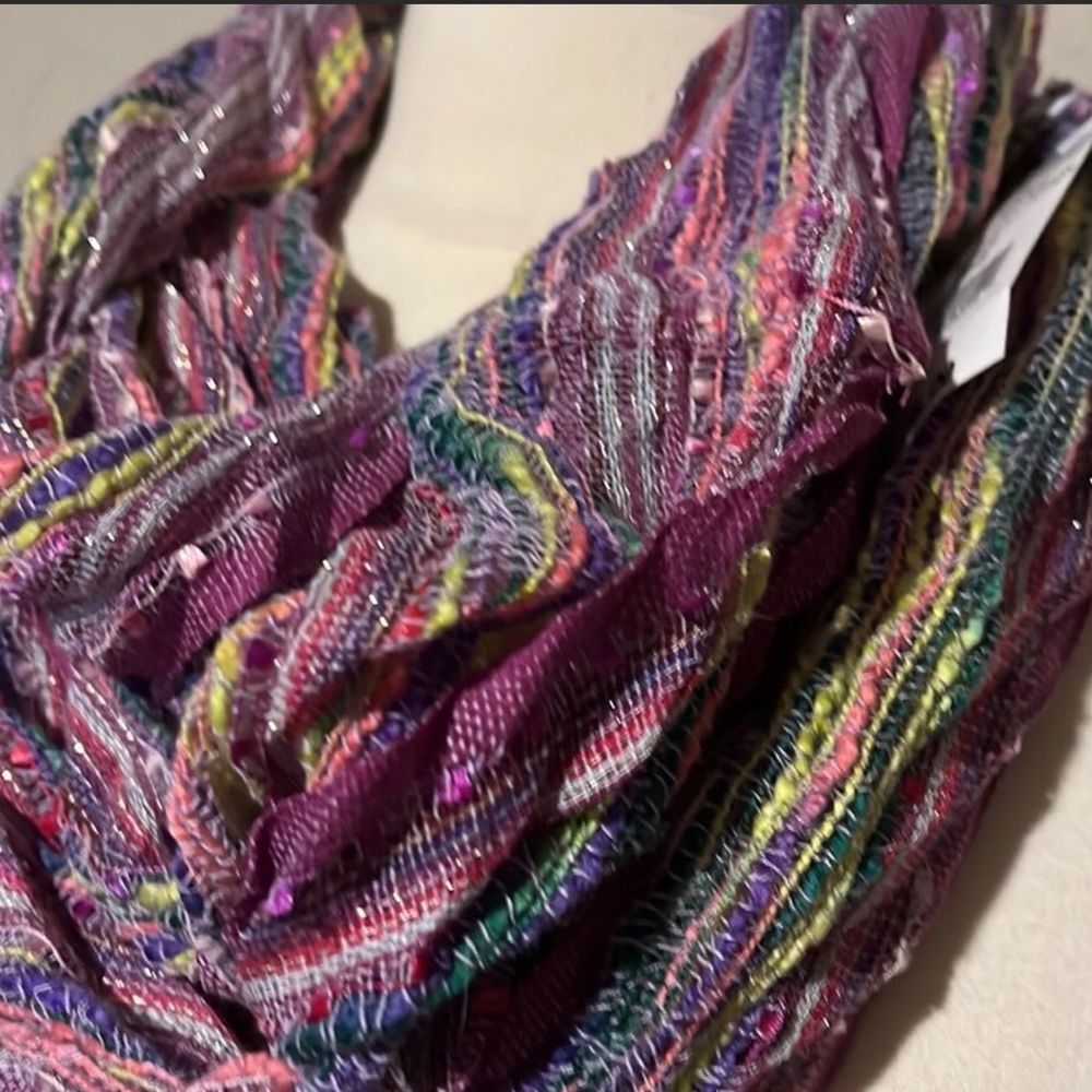 Infinity Loop Multi-colored Boho Infinity  Scarf Metallic Threading Purples - Picture 3 of 8